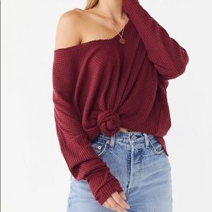 UO Out From Under Cozy Thermal Sweater Maroon
